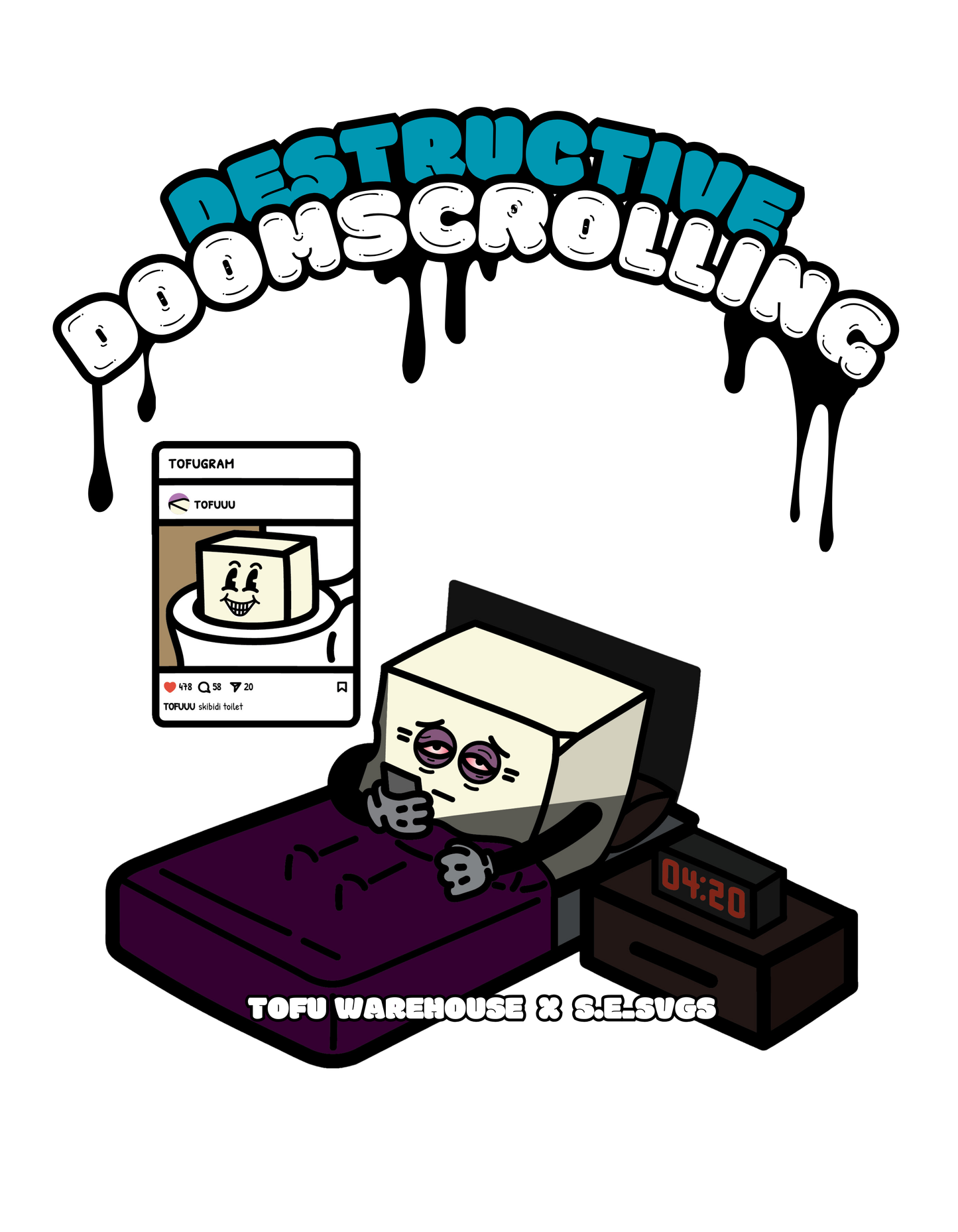 Destructive Doomscrolling Oversized T-Shirt (White)