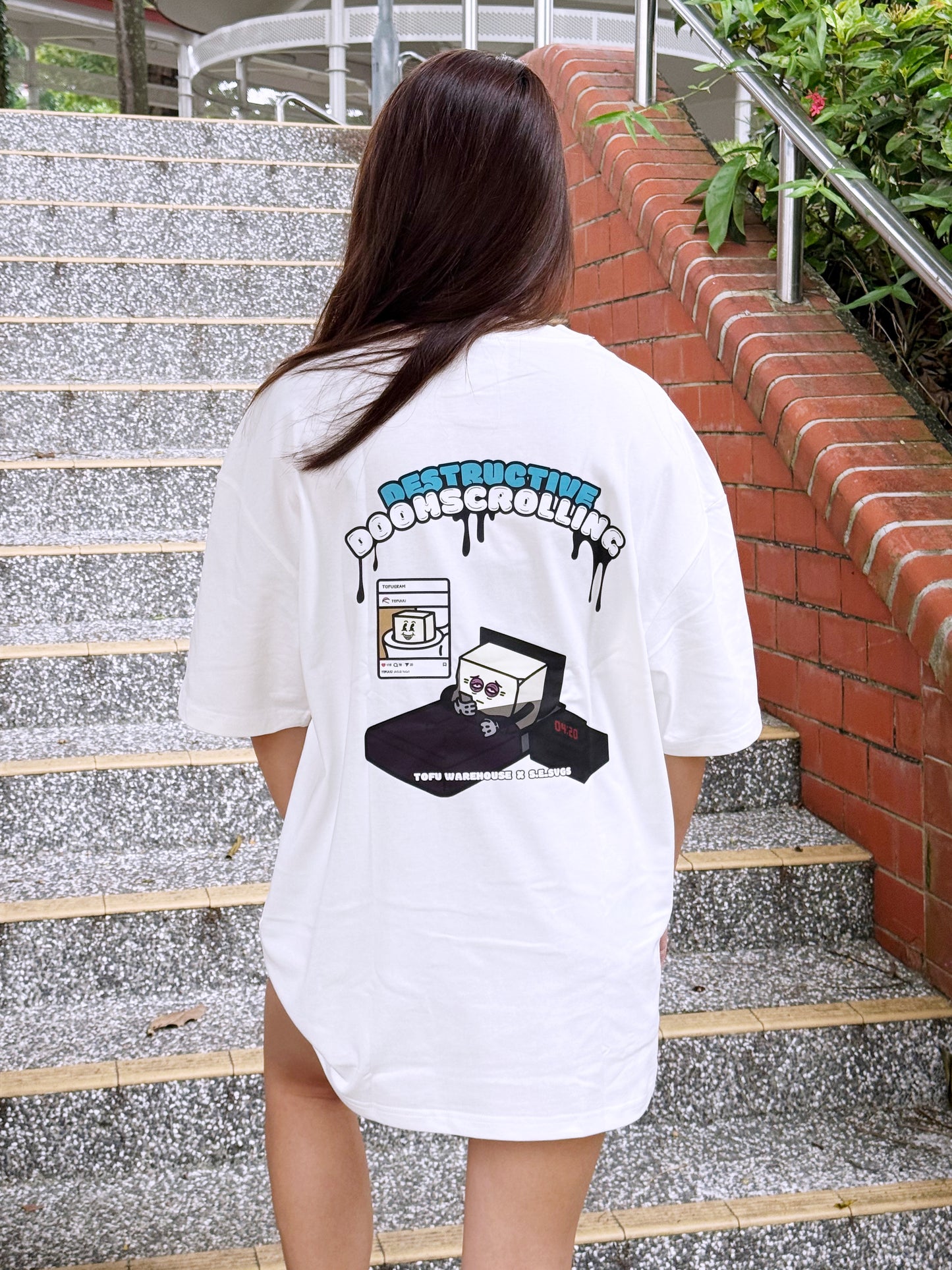 Destructive Doomscrolling Oversized T-Shirt (White)