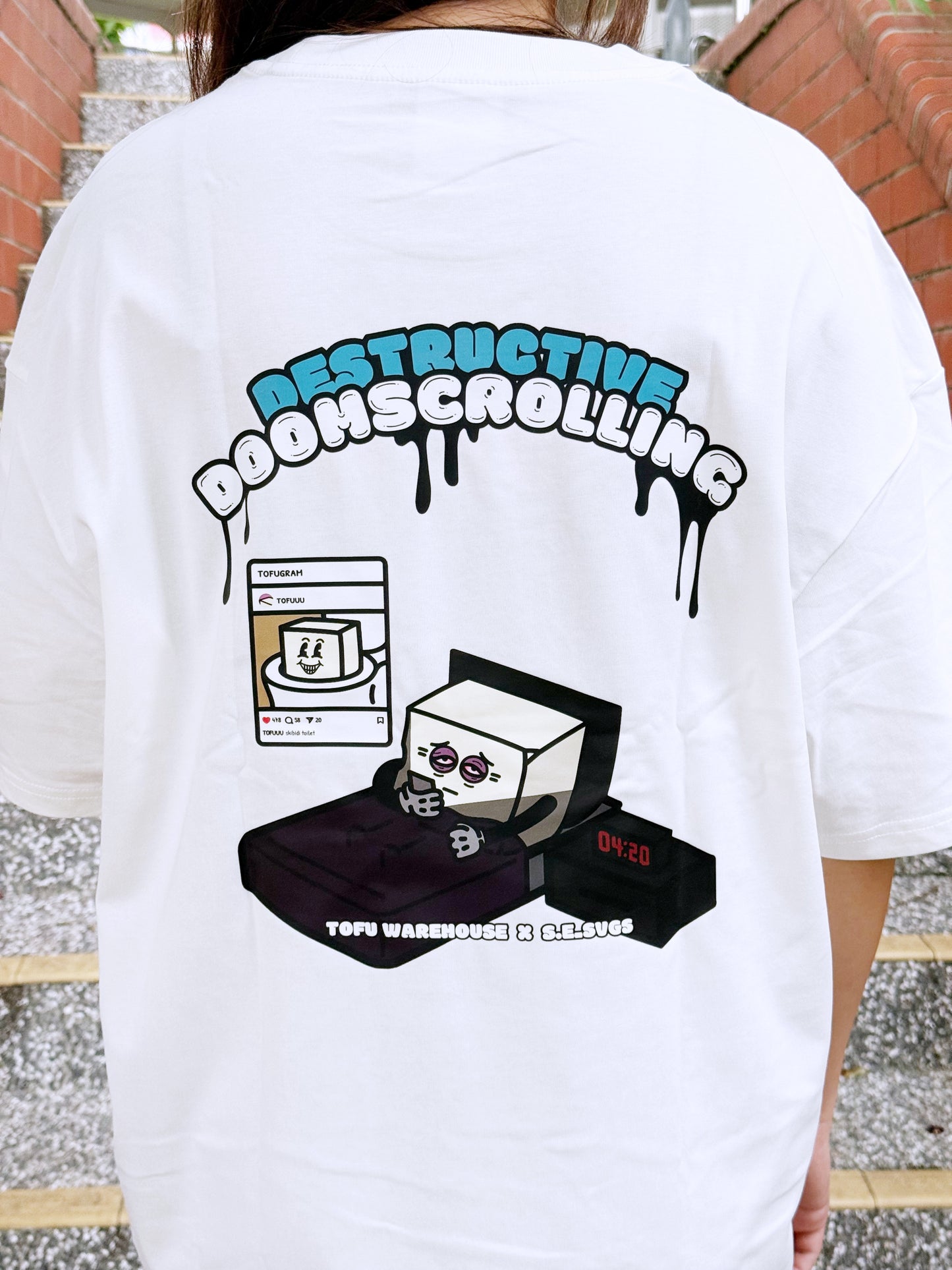 Destructive Doomscrolling Oversized T-Shirt (White)