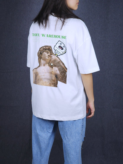 David Eats Tofu Oversized T-Shirt (White)